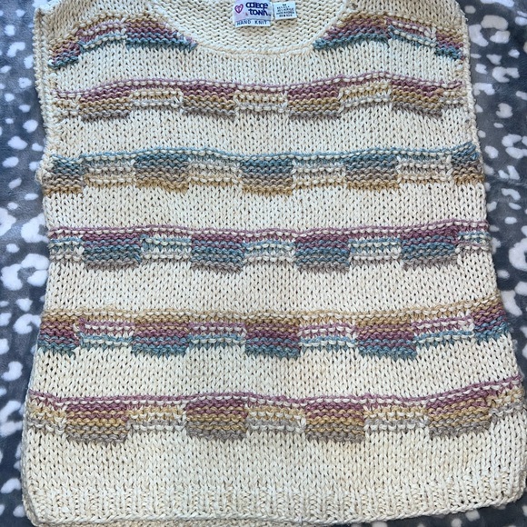 VTG College Town Hand Knit Top Silk Blend Pastel Size Medium - Picture 9 of 10